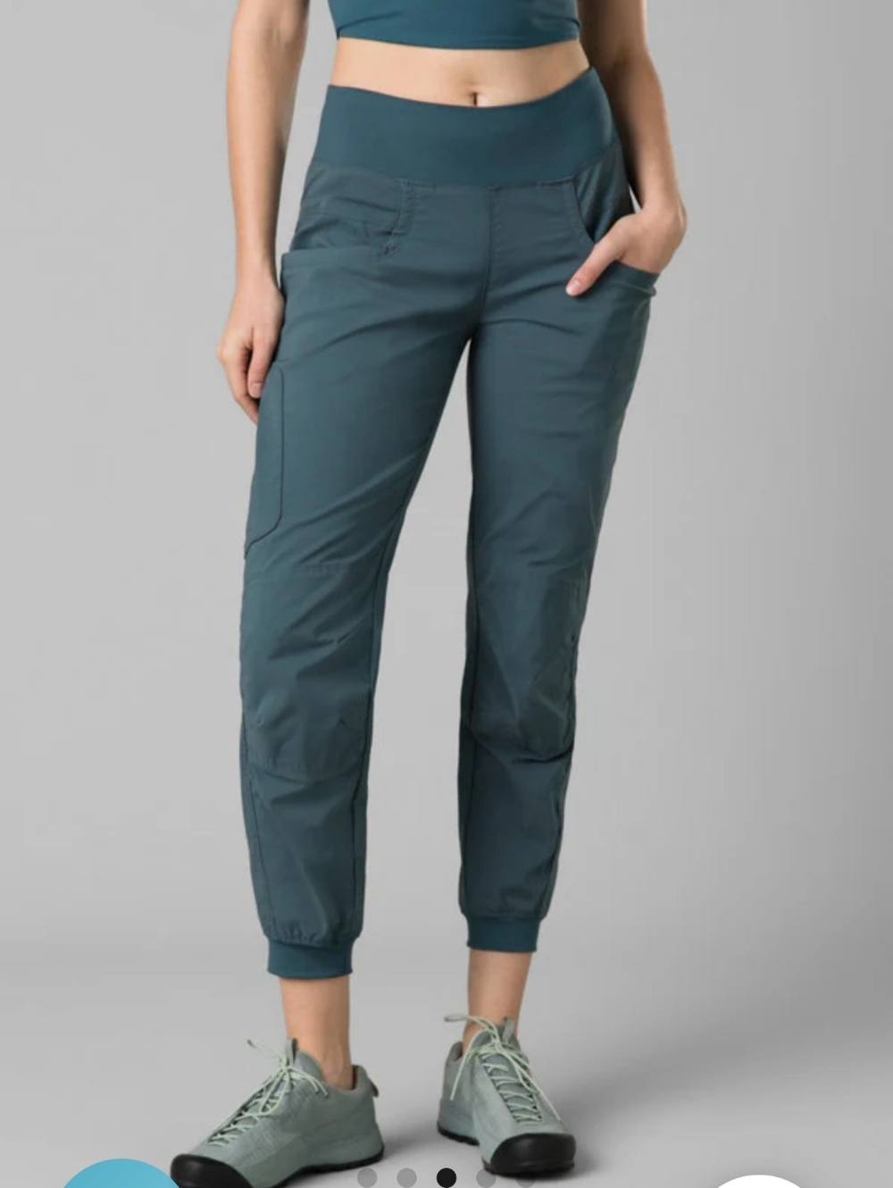 Prana Women's Kanab Pants - Organic Cotton Blend - Teal Green - L